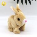 Simulation Electric Toy Cartoon Trumpet Solid Color Plush Interactive Rabbit Battery Animal Doll Daily Play 3+. 