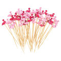 100pcs Hawaii Flamingo Pineapple Disposable Bamboo Food Pick Dessert Fruit Forks for Tropical Beach Birthday Wedding Party Decor. 