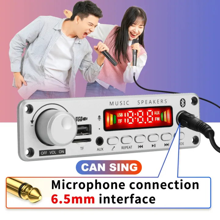 NEW%20200W%20%20Amplifier%20Bluetooth%20DIY%20MP3%20WAV%20Decoder%20Board%20DC%2012V%20100W%20%20Wireless%20Car%20USB%20MP3%20Player%20TF%20Card%20Slot%20USB%20FM%20with%20Mic%20-%20Image%204