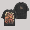 Kurama T Shirt Naruto Men Acid Wash Back Print Nine Tails Anime Graphic Cotton Streetwear Kyuubi Vintage Bootleg Oversized Tee. 