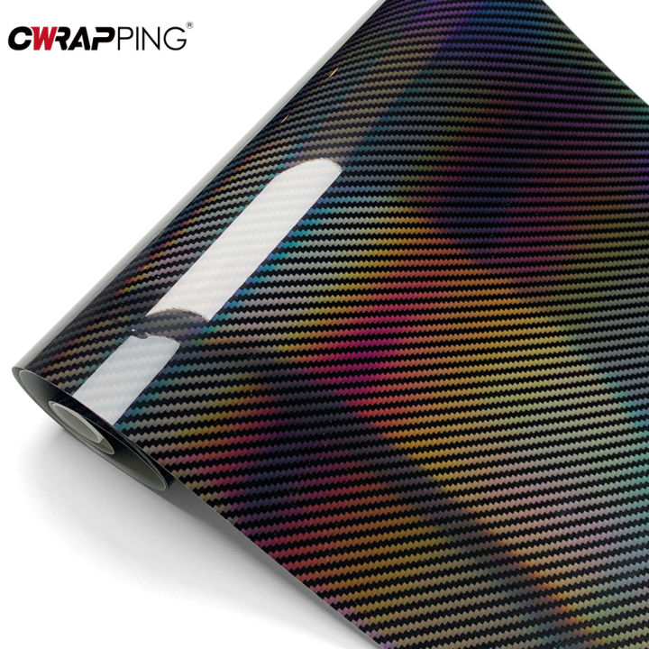 Carbon Fiber Vinyl Wrap Film Goosy Laser Black Car Stickers Self-Adhesive Console Computer Laptop Skin Decal for Car Accessories