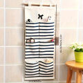 1Pc Linen Hanging Storage Bag Organizer with Multi Pockets, Wall Mounted Versatile Organizing Closet Storage Room Organizer. 