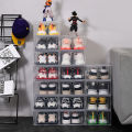 6 Pack Transparent shoe box shoes organizers thickened foldable Dustproof storage box Stackable combined shoe cabinet Sale. 