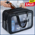 Dry-wet separation double transparent PU makeup bag portable washing bag cosmetic storage bag travel fitness swimming essentials. 