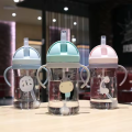 350ml Kids Drinking Cup Feeding Bottle With Straw Gravity Ball Wide Caliber Bottle.