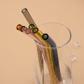 4Pcs Glass Straw Reusable Drinking Straw Borosilicate Glass Tube Straws for Drinks Cocktail with Cleaning Brush Bar Accessories. 