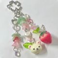 Cute Strawberry Bow Keychain Y2K Coquettish Fairytale Lily of the Valley Handbag Pendant Key Ring Jewelry Accessories Girls . 