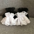 Lolita Hand Sleeve Wrist Cuffs Ruffled Floral Black Lace Elastic Bracelet Elegant Ladies Short Lace Gloves Halloween.