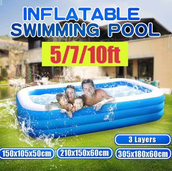 10ft Family Pool Portable Inflatable Swimming Pool Kids Children Adults ...