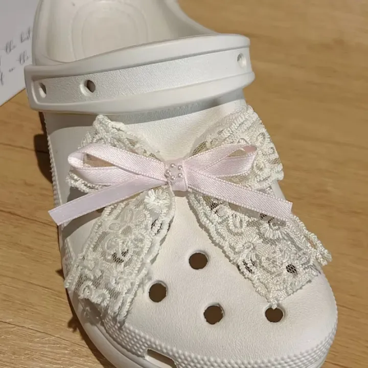 New%202PCS%20Elegant%20Lace%20and%20Artificial%20Bow%20DIY%20Shoe%20Charms%20White%20Lace%20&%20Ribbon%20Bows%20for%20Clogs%20Sandals%20Party%20Gifts%20Favors%20-%20Image%205