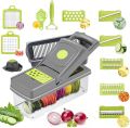 Best Quality 14 in 1 Multifunctional Vegetable Onion Chopper Dicer Slicer, Kitchen Mandoline Food Chopper Cutter Slicer with 8 Blades, Carrot and Garlic Chopper with Container. 