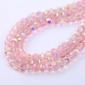 50pcs 8mm Pink/White AB Glass Crystal Watermelon Loose Beads DIY Bracelet Jewelry Making Clothing Accessories. 