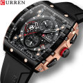 CURREN Top Brand Men's Watches Luxury Square Quartz Wristwatch  Waterproof Luminous Chronograph Watch for Men Date Clock. 