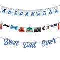 Happy Father's Day Tie Banner Moustache Hat best dad pattern Pull Flag Banner Father’s Day Party Hanging Backdrops Decorations. 