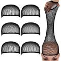 6 Pcs Stretchable Elastic Hair Net Black Liner Weaving Cap Comfortable Hairnets Open Ended Fishnet Wig Cap High Quality pen gpt. 