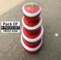 Strawberry Shape Lunch Box For Kids - Pack Of 4 PIECES SET, Strawberry Tiffin Box 4pcs Set.