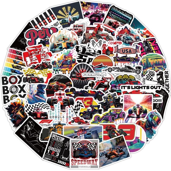 50PCS F1 Formula One Cool Speed Racing Stickers Cars Motorcycles ...