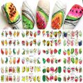 2 Sheet Abstract Line Fruit Water Nail Sliders Geometry Pawpaw Watermelon Avocado Image Decal Summer Tropical Charm Tattoo Foils. 
