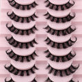 10 Pairs Russian Strip Lashes D Curl Faux Mink Lashes Natural Look Fluffy Volume Wispy Russian Lashes 3D Effect Fake Eyelashes. 