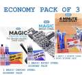 MAGIC ECONOMY PACK OF 3 MAGIC DEPOXY STEEL MAGIC EPOXY STEEL MAGIC 4 MUNUTE CLEAR EPOXY BEST QUALITY GLUE. 