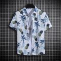 Men's Summer Short Sleeve Printed Shirt Thin Beach Shirt Men's Clothing Turtle Neck Polo  Shirt for Men Casual Top. 