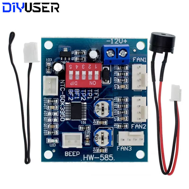 DIYUSER DC 12V 5A PWM PC CPU Fan Temperature Control Speed Controller Board Speed Controller Temperature Probe Buzzle