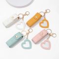 Portable Leather Lipstick Bag Makeup Pouch Lip Balm Bag Keychain Holder Lipsticks Protective Cover With Mirror.