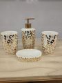 4 Pcs Ceramic Bathroom Accessories Set with Soap Holder, Toothbrush Holder, Soap Dish - Black Color. 