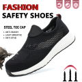 Breathable Safety Shoes Man Steel Toe Anti-Puncture Reinforced Sole Men's Work Shoes Lightweight Slip Resistant Safety Sneaker.
