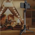 Q02S Bluetooth Wireless Selfie Stick 145cm Mini Tripod Extendable Monopod with fill light Remote shutter For Ios Android phone. 