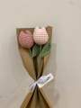 Handmade crochet tulips with complementary khaaki wrapping and custom stamped note. 