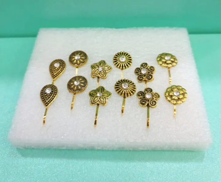 12%20Pcs%20Antique%20Stylish%20Nose%20Pin%20For%20Girls/Women%20%7C%20Nose%20Pin%20Without%20Piercing%20-%20Image%205