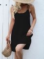 New women's versatile solid color suspender dress three piece set. 