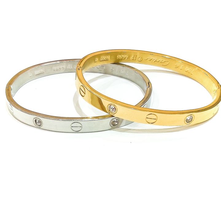 Beautiful shiny elegant branded yellow gold silver love bangle bracelet Kara for women and girls