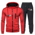 Men's Sportswear Casual and Minimalist Jogging Suit Outdoor Set Zippered Hoodie and Black Sports Pants 2-piece Spring Fashion. 