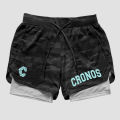 CRONOS Men's 2-in-1 Running Quick Drying Sport Shorts with Built-in Pockets for Fitness Gym Bodybuilding Workout.