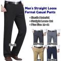 PlusSizeMen'sStraightCutCEOFormalPantsLooseElasticBusinessTrousersCasualPantSeluar SlackLelakiOfficeWear. 