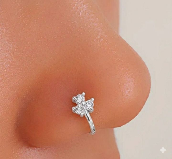 3%20Stone%20Nose%20Ring%20for%20Non-Pierced%20Nose%20-%20Image%202