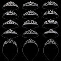Silver Elegant Simple Rhinestone Crystal Crown Wedding Party Tiara For Women Little Flower Girl Princess Hair Bands Headdress.