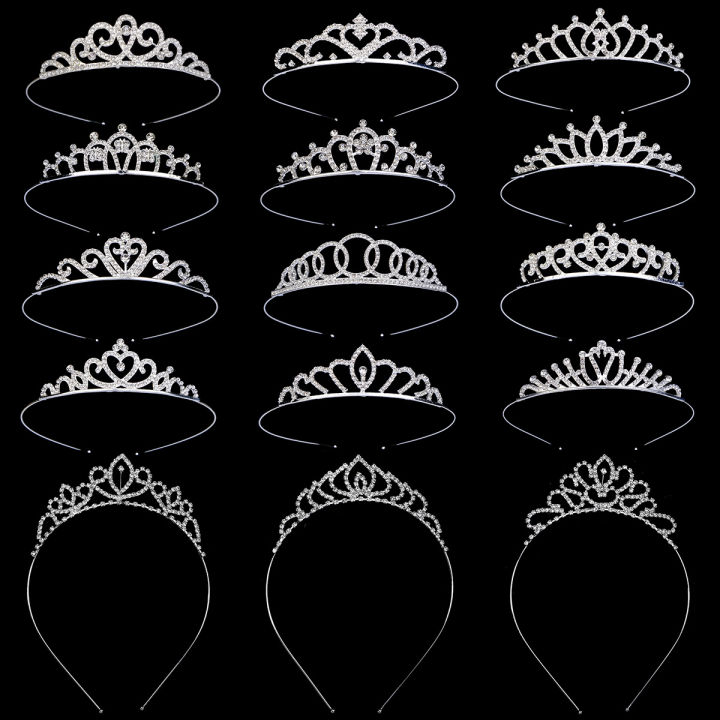 Silver Elegant Simple Rhinestone Crystal Crown Wedding Party Tiara For Women Little Flower Girl Princess Hair Bands Headdress