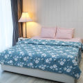 Comforter | King Size Winter Comforter (86" x 84") | Lightweight & Cozy with Poly Filler [Micro-fiber Padding] | Ash Blue and White Floral Print. 