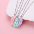 Luluo&baby 3Pcs/Set Cute 3-color Heart Broken Stitching Magnetic Best Friend Necklace for Girls Kids BFF Friendship Jewelry Gift. 