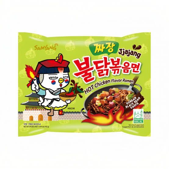 Samyyang Buldak Jjajang Hot Chicken Flavor Ramen Noodles Green 140g 1pc