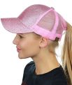 Fashionable Pink Nancy Cap For Girls,Shinny Glitter Caps,Fancy Design With Korean Fabric Stuff,Best Summer Article For Girls And Womens. 