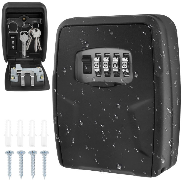 Wall Mount Key Lock Box 10 Keys Large Capacity Lockbox Resettable 4 ...