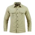 Men's Lightweight Quick-Drying Shirt Tactical Casual Military Long-Sleeved Cargo Shirt Breathable Sport Sunscreen Top T-Shirt. 