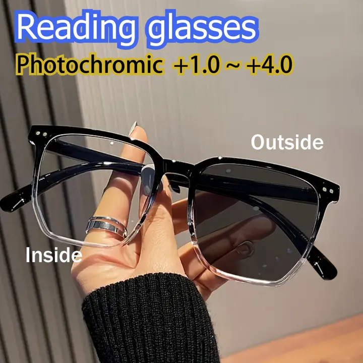 2pcs%20Fashion%20Photochromic%20Square%20Reading%20Glasses,%20Casual%20Style%20for%20All%20Face%20Types,%20Magnification%20From%20+1.0%20To%20+4.0%20-%20Image%203