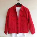 Red Denim Jacket Denim jacket for unisex. 
