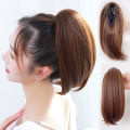Synthetic 38cm Short Straight Ponytail Clip-on Wigs for Women Natural Fluffy Slightly Warped Fake Pony Tail Hair Extensions. 