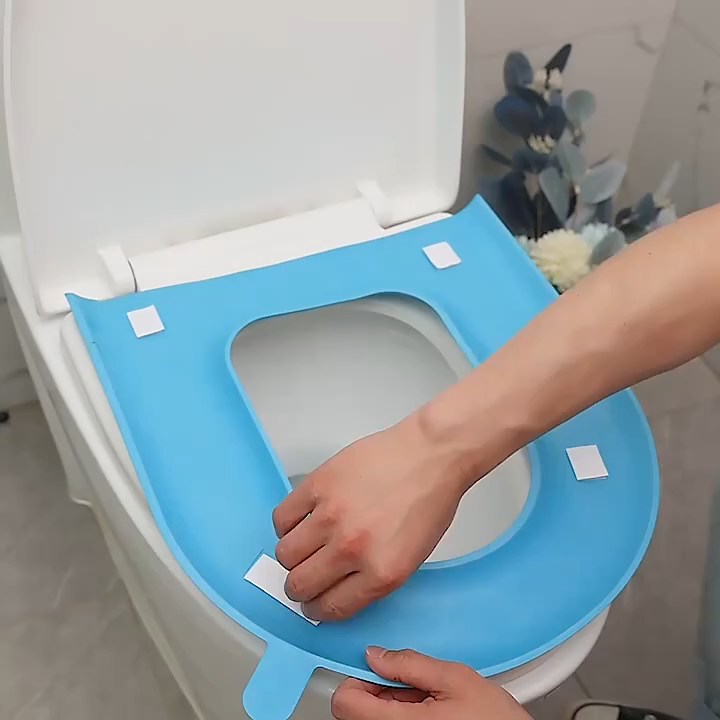 Bathroom Toilet Seat Cover Comfort Durable Thicker Washable Self Sticky with Handle for Bathroom